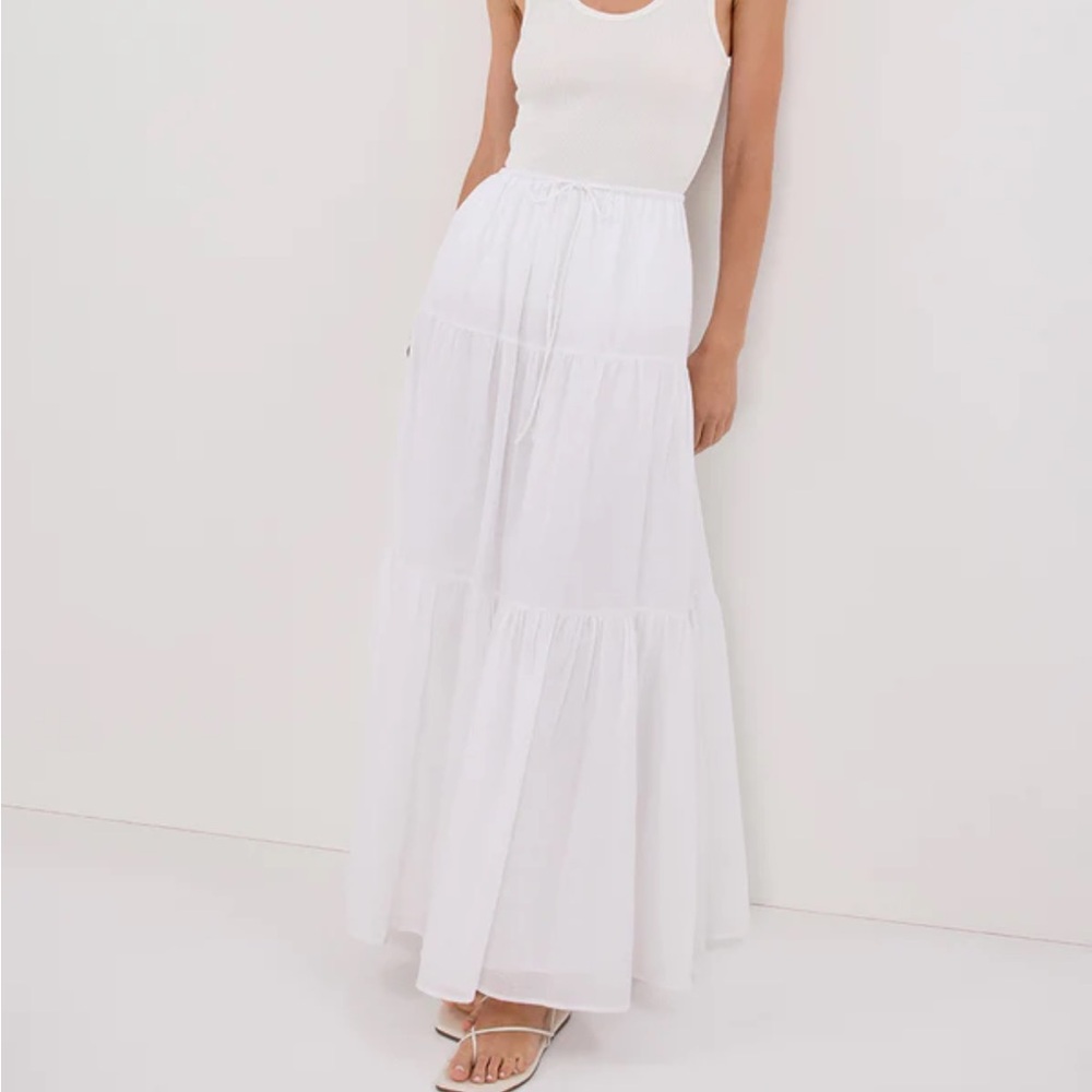 DISSH Fletcher white tiered maxi skirt
